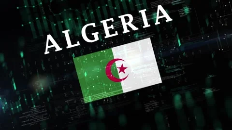 Algeria with Digital flag Video stock 295680417