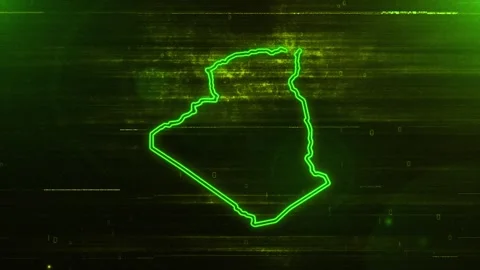 Algeria Digital Futuristic Glitch Map Stock Footage 333603922