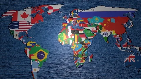 Algeria flag on 3d map Stock Footage 74671826