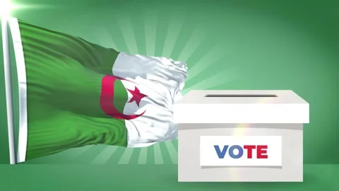 Algeria Flag and voting box presidential election 2024 Stock Footage 339074961