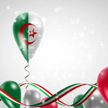 Algeria flag on balloon Stock Illustration