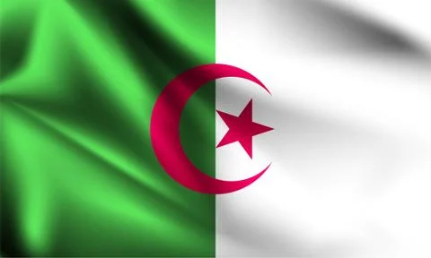 Algeria flag blowing in the wind. part of a series. Algeria waving flag. Stock Illustration