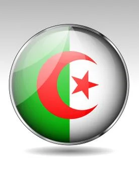 Algeria flag button Stock Illustration