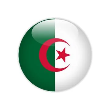 Algeria flag on button Stock Illustration