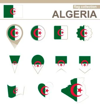 Algeria Flag Collection Stock Illustration