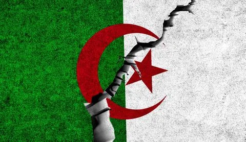 Algeria flag on cracked wall background Stock Illustration