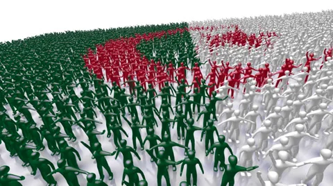 Algeria Flag Crowd Stockbeeldmateriaal 34593266