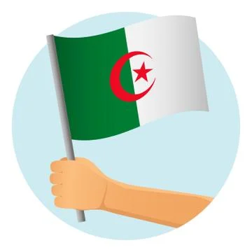 Algeria flag in hand Stock Illustration