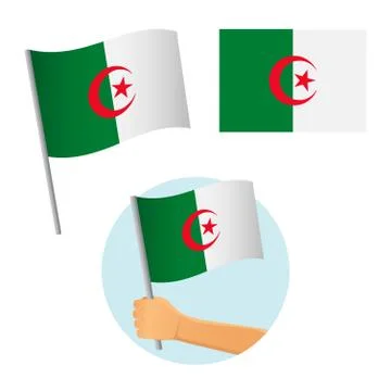 Algeria flag in hand Stock Illustration