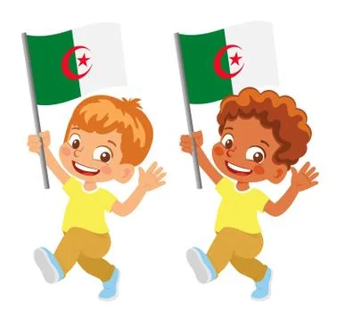 Algeria flag in hand set Stock Illustration