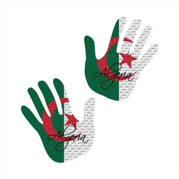 Algeria flag hand vector Stock Illustration