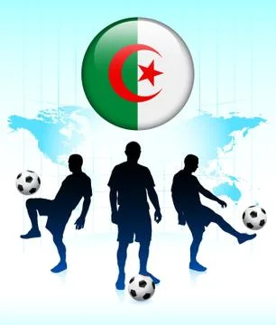 Algeria Flag Icon on Internet Button with Soccer Team Stock Illustration