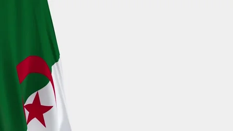Algeria Flag on Left Side, Waving National Symbol with Copy Space 스톡 동영상 332841095