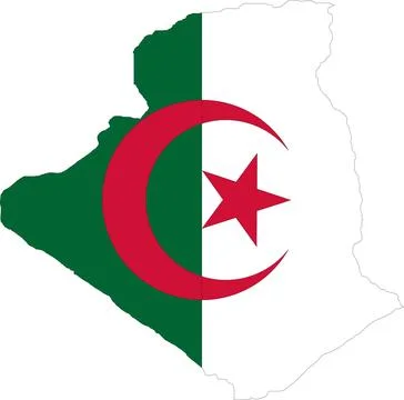 Algeria Flag in Map, Algeria Map with Flag, Country Map, Algeria Map with F.. Stock Illustration