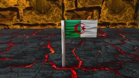 Algeria Flag Post - Dolly Shot Video stock 270539399