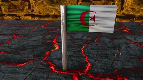 Algeria Flag Post - Orbiting Shot Stock-Footage 270539343