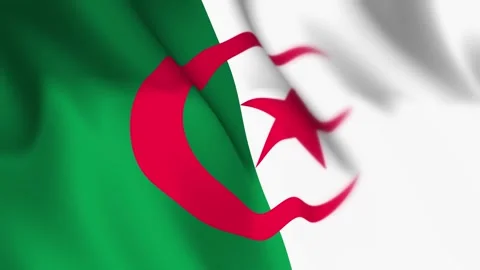 Algeria Flag Seamless Loop 4k 60fps on Sky Background Stock Footage 340342474