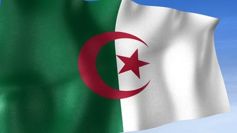 Algeria Flag - Set of 3 Angles with Masks [3WaveSeries] Stock Footage 102769868