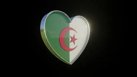 Algeria Flag in the Shape of 3D Heart. Video stock 134730497