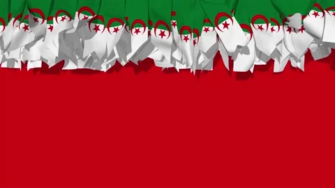 Algeria Flag Strip Waving in The Wind, 3D Rendering Stock Footage 232498175