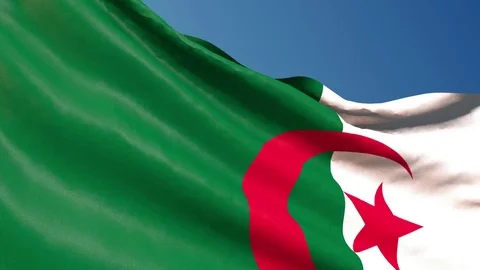 Algeria flag waving. 3d render seamless loop Stock Footage 70892274
