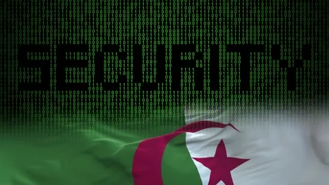 Algeria flag - Waving flag on matrix binary code background Stock Footage 321422078