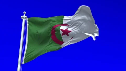 Algeria Flag Waving in Loopable and Textured green screen background Stock Footage 296876370