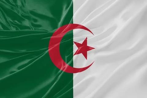 Algeria Flag Waving Textures Background Stock Illustration