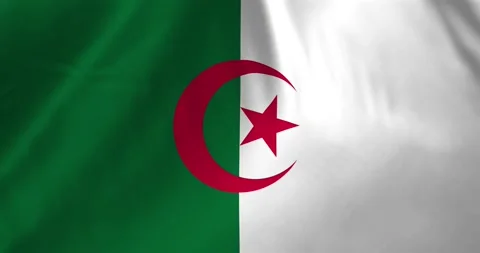 Algeria flag waving with the wind background loop video animation Video stock 327171543