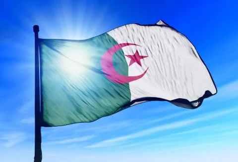 Algeria flag waving on the wind Stock Illustration
