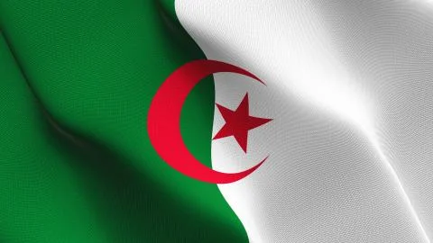 Algeria flag waving on wind. Stock Illustration