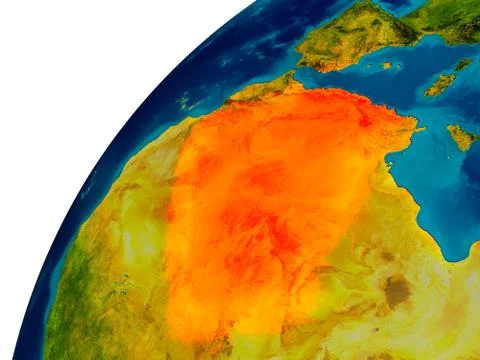 Algeria on globe Stock Illustration