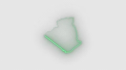 Algeria Green Neon Map Loop Animation on Transparent Background Glowing Country Vídeo Stock 338267108