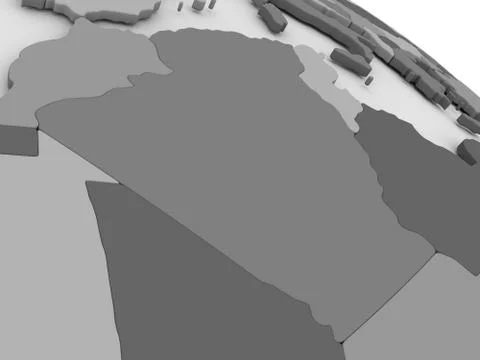 Algeria on grey 3D map Stock Illustration
