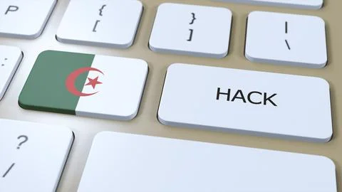 Algeria Hack of Country or Hacker Attack 3D Illustration. Country National Flag Stock Illustration