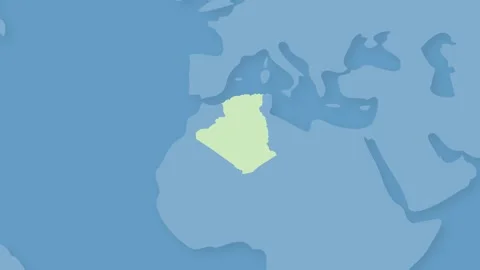 Algeria Highlighted from World Map Background, Political Geography Illustration Stock Footage 340557458