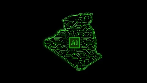 Algeria Map AI Chipset Technology Opener Stock Footage 337054683