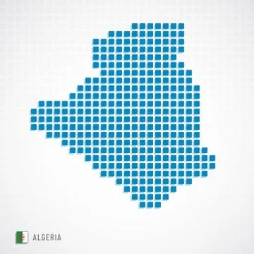 Algeria map and flag icon Stock Illustration