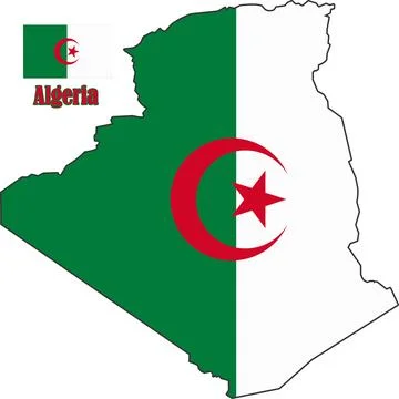 Algeria Map and Flag Stock Illustration