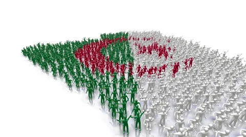 Algeria map and flag made out of people Video stock 48168754
