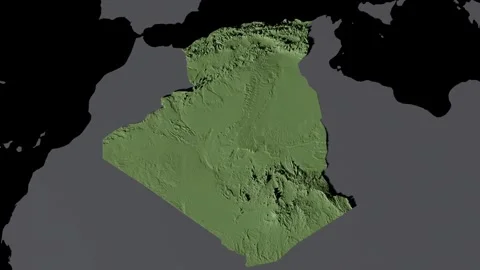 Algeria map animation, relief Vídeos de archivo 335898306