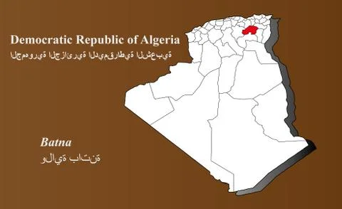 Algeria map - Batna highlighted Stock Illustration