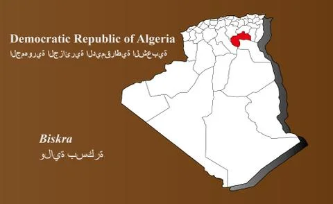 Algeria map - Biskra highlighted Stock Illustration