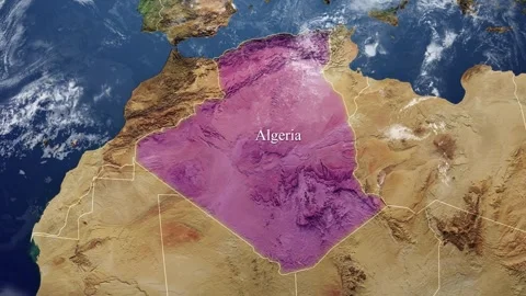 ALGERIA Map With Borders Stock Footage 318670972