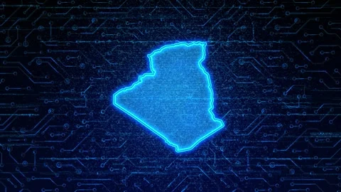 Algeria Map Digital Technology Opener Stock Footage 335080637