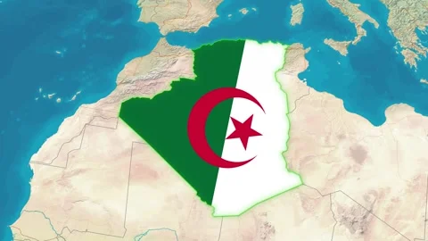Algeria Map With Flag Animation Vídeos de archivo 309455619