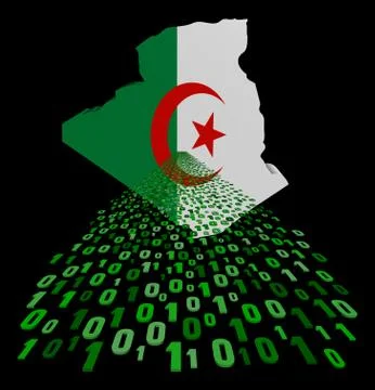 Algeria map flag with binary foreground illustration Stock Illustration