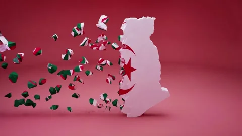Algeria Map With Flag Stock Footage 323784429