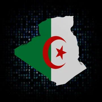 Algeria map flag on hex code illustration Stock Illustration