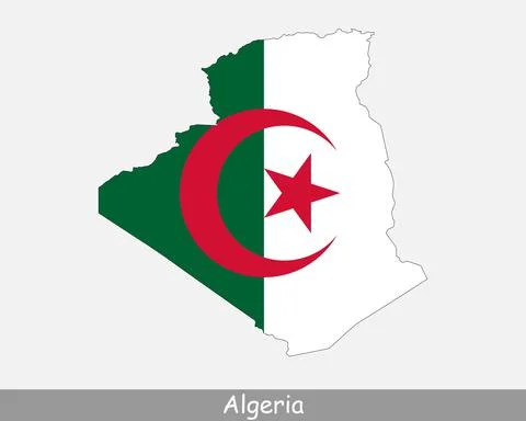 Algeria Map Flag Stock Illustration